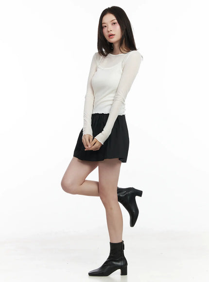 cotton-shirred-a-line-mini-skirt-if524