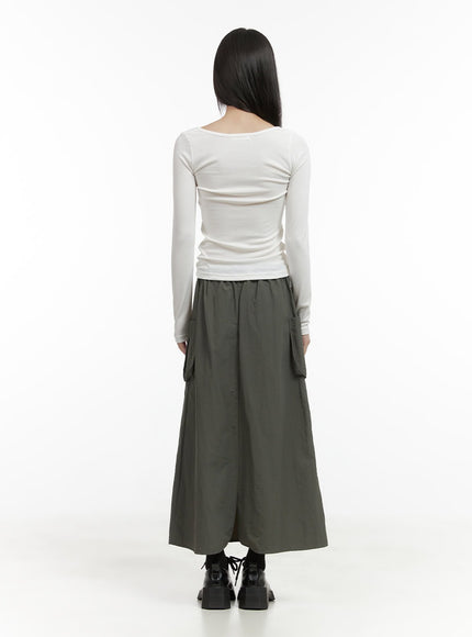 nylon-pocket-cargo-maxi-skirt-co410