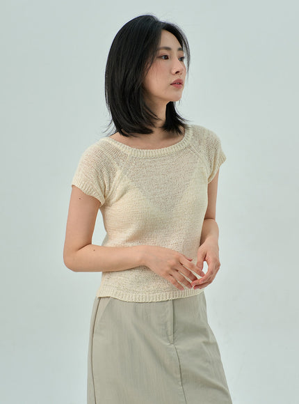 Short Sleeve Mesh Sweater OY310