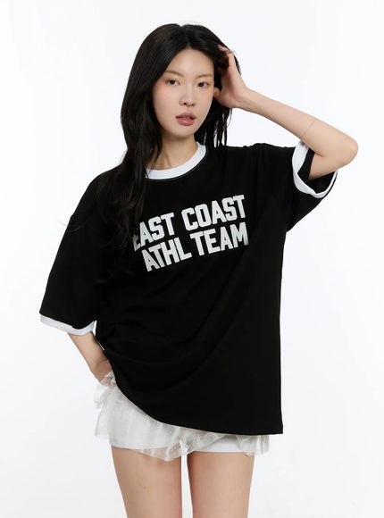 oversized-graphic-ringer-tee-ca507 / Black