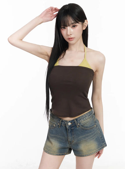 Color Block Halter Sleeveless Top IY511 - Acubi style | LEWKIN