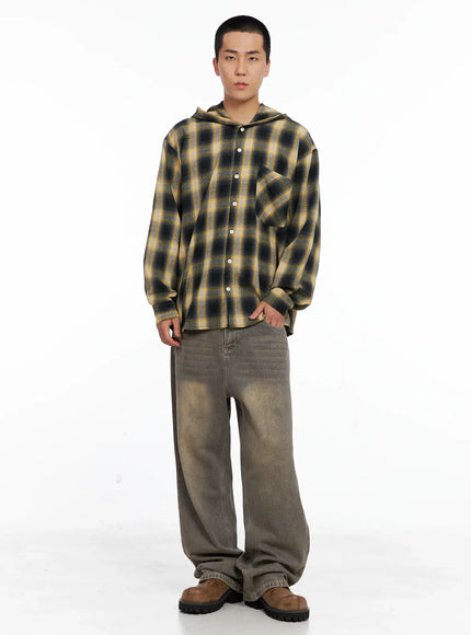 mens-plaid-flannel-hooded-shirt-ig529