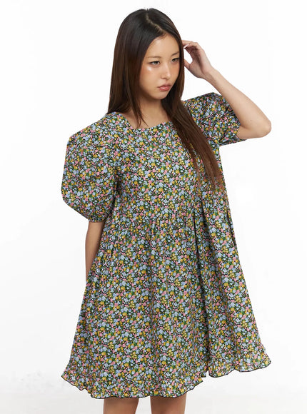 floral-puff-sleeve-babydoll-dress-iy501