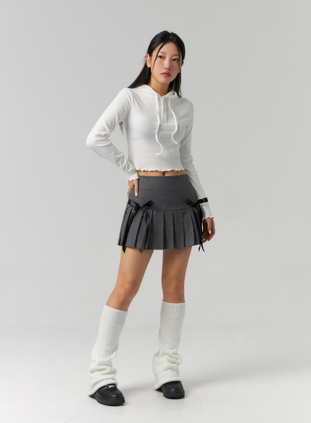 Ribbon Pleated Mini Skirt CS320 - Korean Women's Fashion | LEWKIN