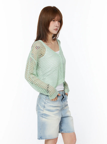 mesh-knit-cardigan-cy528 / Mint
