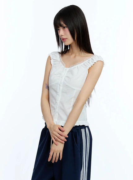 frill-trim-sleeveless-blouse-iu525