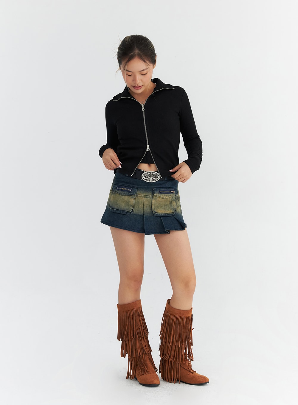 pleated-cargo-denim-mini-skirt-co313