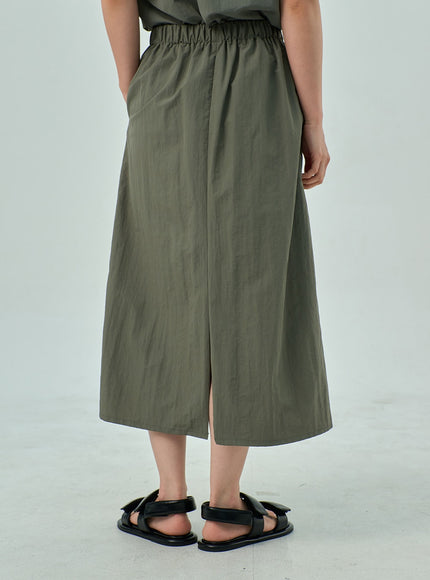 A-Line Nylon Maxi Skirt OY315