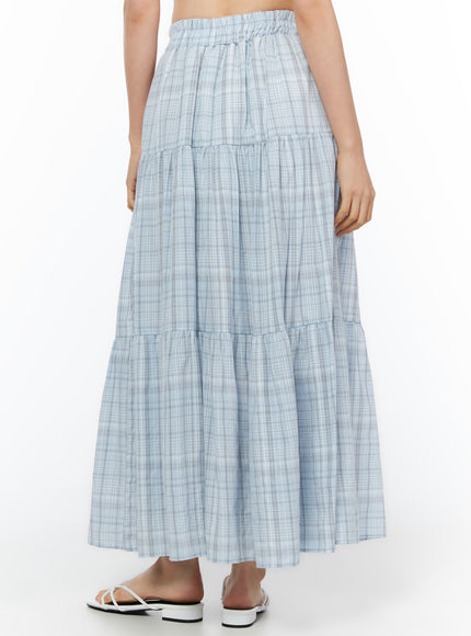 plaid-ruffle-long-skirt-iu519