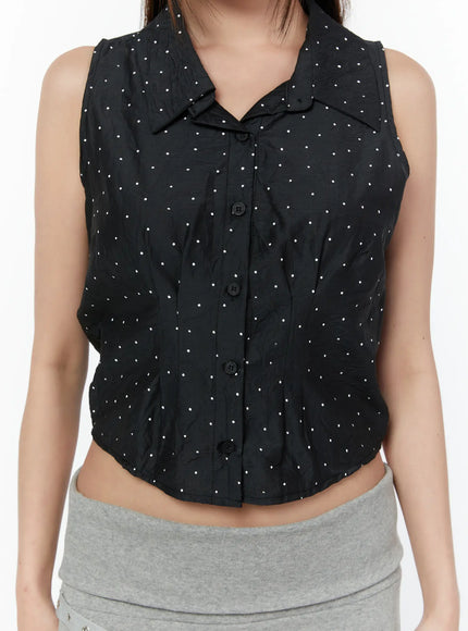 polka-dot-sleeveless-blouse-cy518