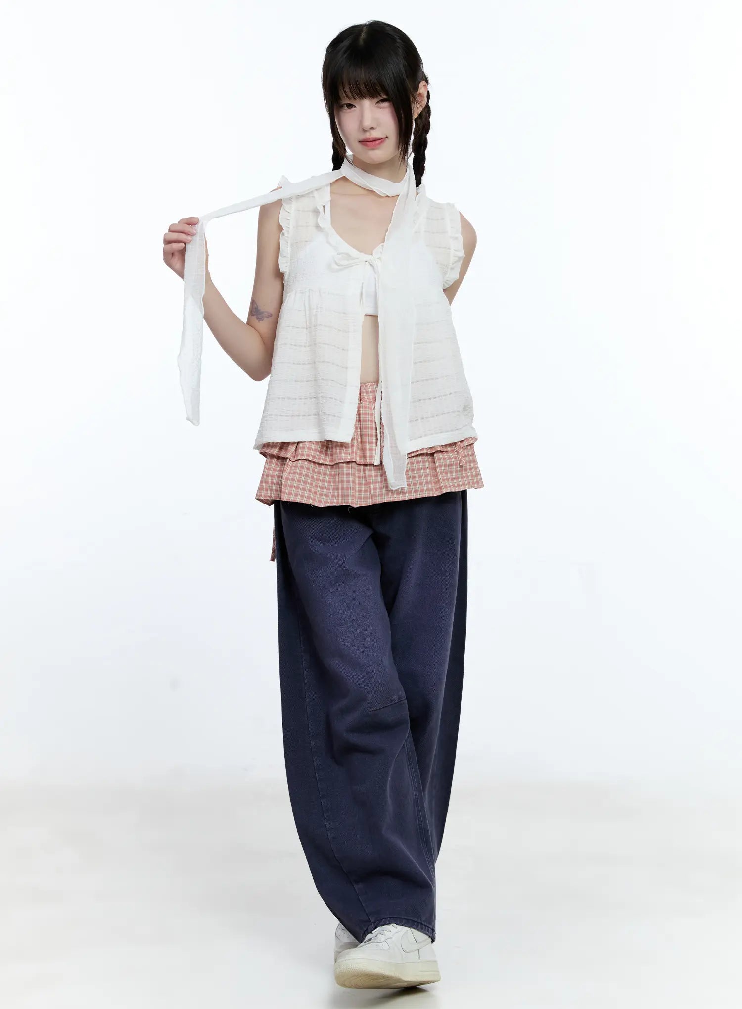 plaid-layered-wrap-mini-skirt-cg507