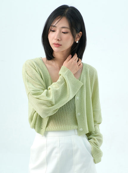 網布上衣和開衫套裝 OY317