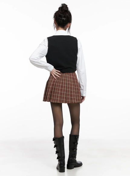 plaid-pleated-mini-skirt-cg519