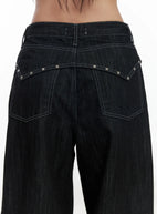 Violet Studded Baggy Jeans CJ530 - Acubi style | LEWKIN