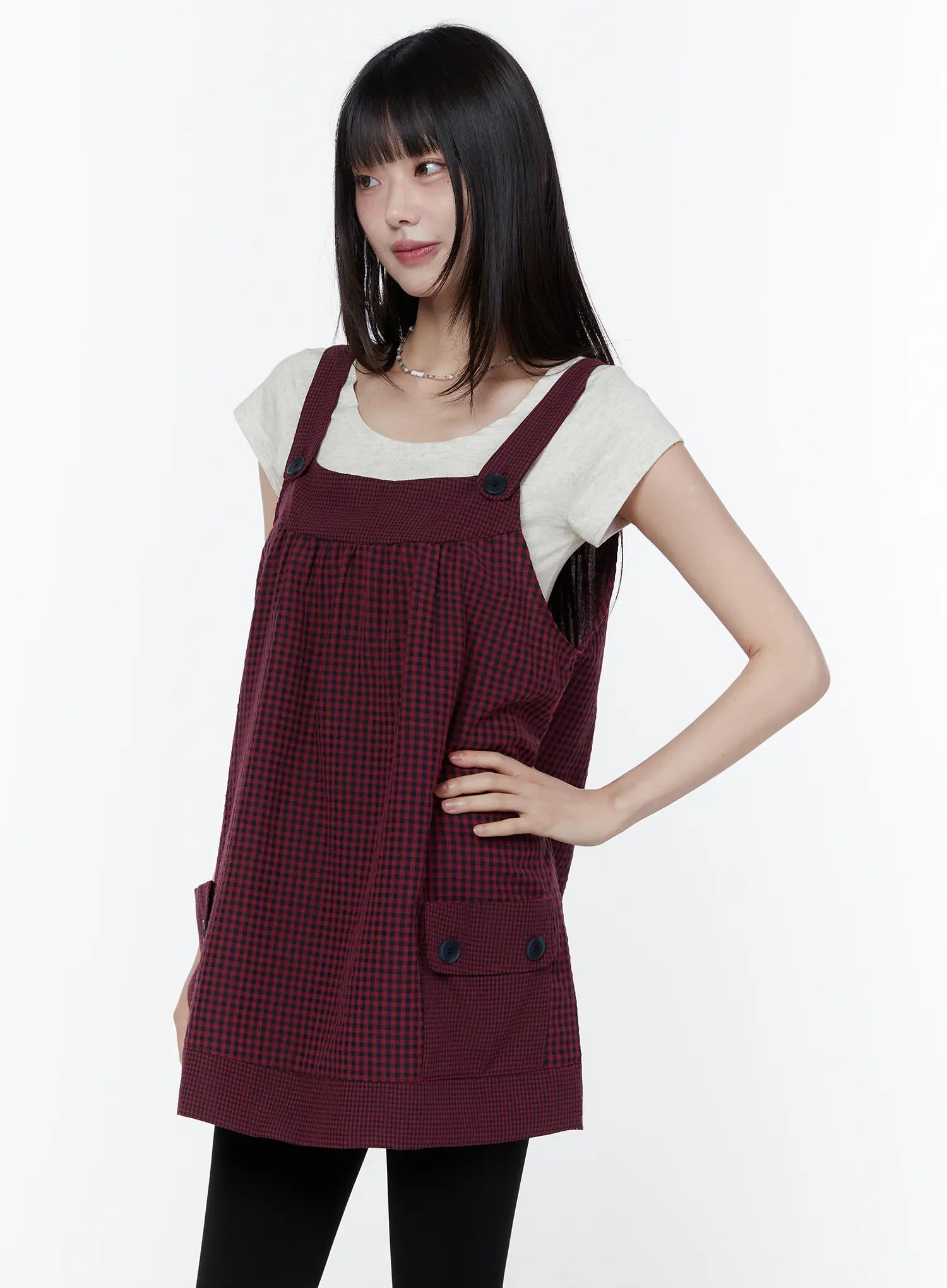 button-accent-plaid-mini-dress-cu508