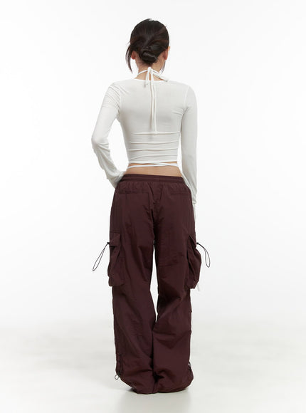 pintuck-nylon-cargo-pants-cg423