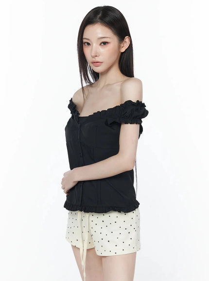 ruffled-off-shoulder-short-sleeve-blouse-iu512