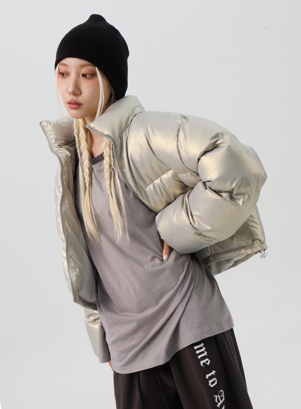 Cropped oversized sales puffer jacket