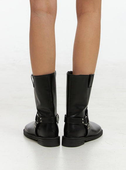 stud-faux-leather-strap-boots-ig405