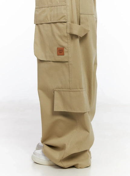 Wide Leg Cargo Pants with Elastic Waist CF519