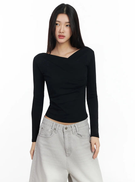 draped-v-neck-long-sleeve-top-ia508