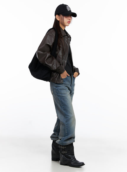 Faux Leather Bomber Jacket CD321