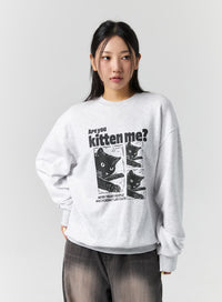 Kitty Graphic Print Sweatshirt CS303