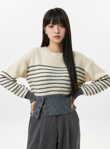 stripe-buttoned-sweater-os306