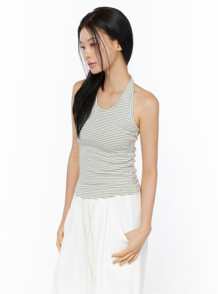 stripe-halter-neck-short-sleeve-set-iu516