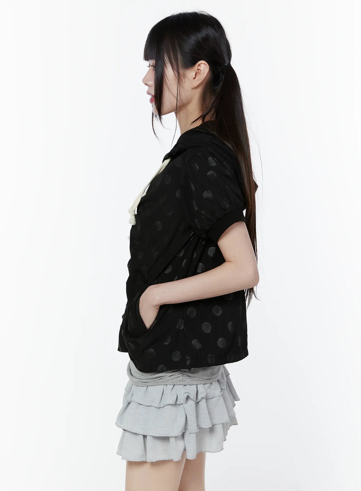 polka-dot-short-sleeve-windbreaker-jacket-cu508