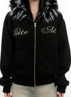 Faux Fur Zip-Up Hoodie CN506 - Acubi style | LEWKIN