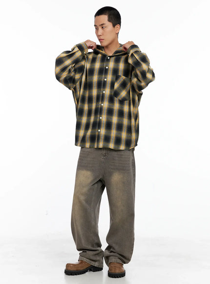 mens-plaid-flannel-hooded-shirt-ig529