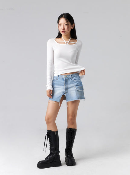 pocket-denim-mini-skirt-cl320