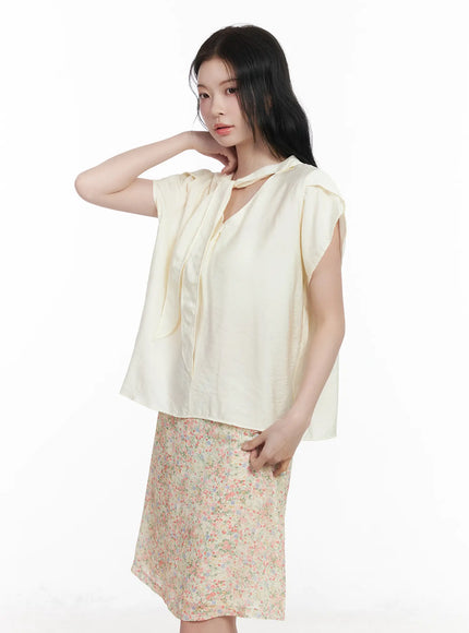 bow-tie-short-sleeve-blouse-ca509