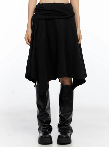 layered-shirring-asymmetrical-skirt-co517