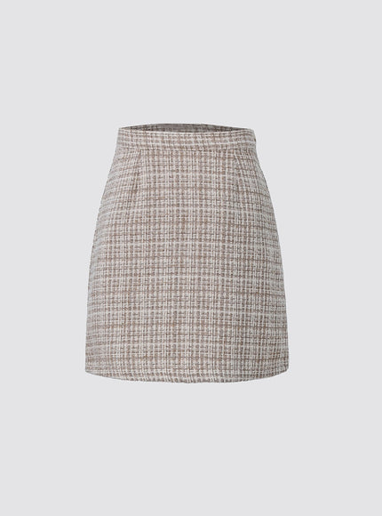 a-line-tweed-mini-skirt-io312 / Beige