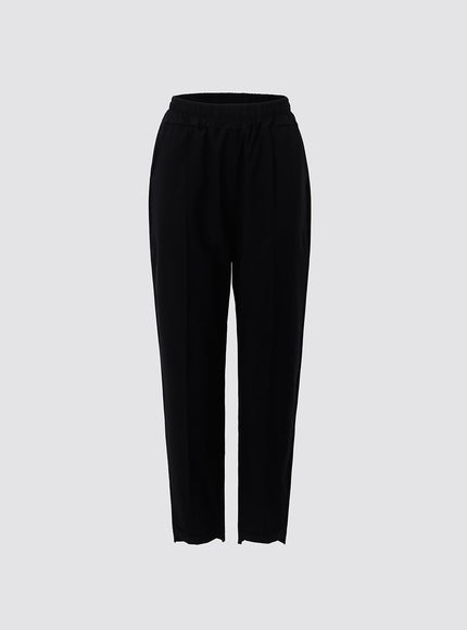 slim-fit-banded-pants-io312 / Black