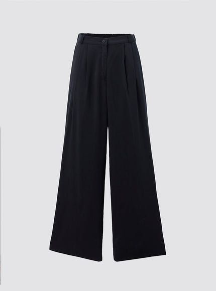 pintuck-wide-fit-tailored-pants-io312 / Black