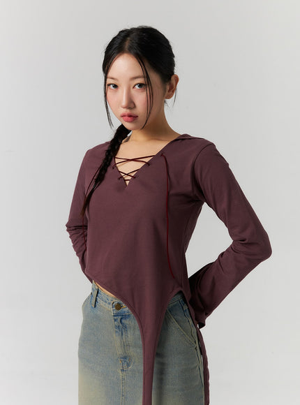 unbalanced-hem-v-neck-hoodie-cs308