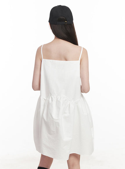 Flare V-Neck Cami Mini Dress IY509 - Romantic style | LEWKIN White / M/L Flare V-Neck Cami Mini Dress IY509 - Romantic style | LEWKIN White / M/L