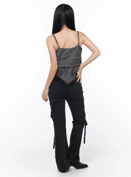 black-bucle-bootcut-cargo-pants-cy513