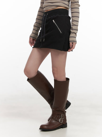 zipper-pocket-comfy-mini-skirt-cj517