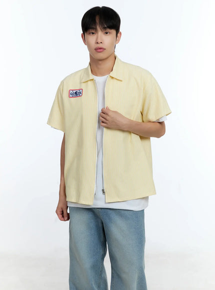 mens-pinstripe-short-sleeve-zip-shirt-ig519