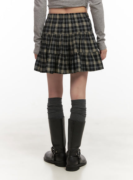 checkered-ruffle-mini-skirt-cd404