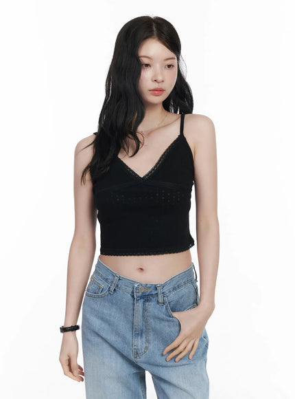 lace-trim-cami-ca510 / Black