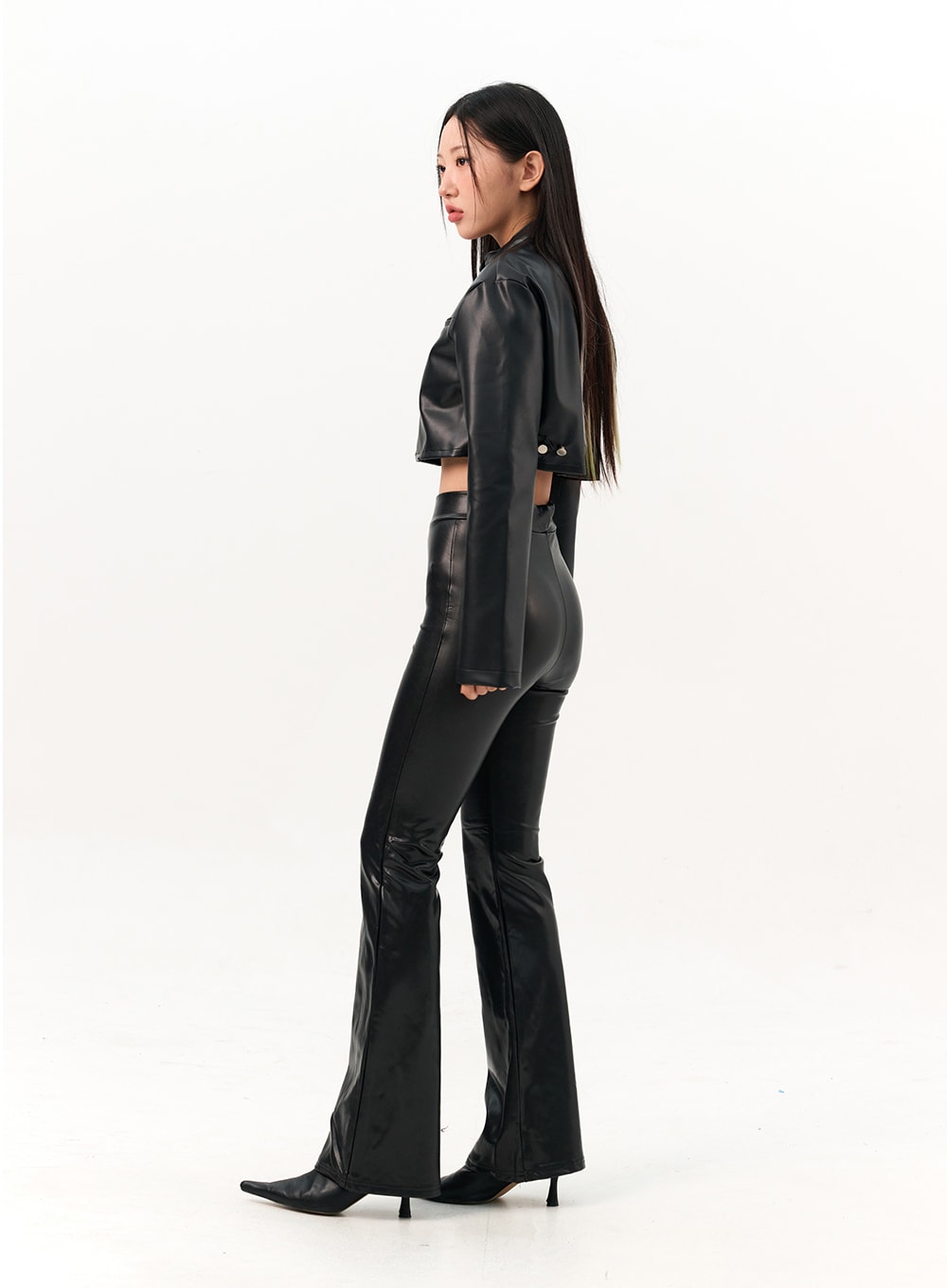 High Waisted Faux Leather Flare Pants – STEVEN WICK