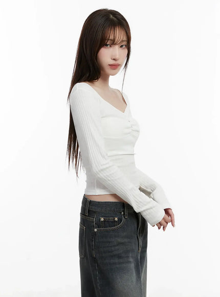 ribbed-shirring-top-ij521