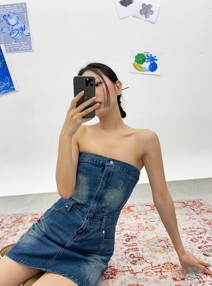 Denim Tube Mini Dress CY308