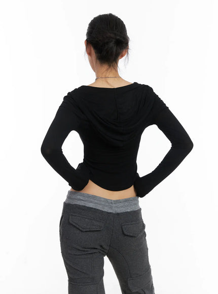 buttoned-hooded-long-sleeve-crop-top-cd509