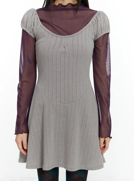 pointelle-puff-sleeve-flare-mini-dress-cf509